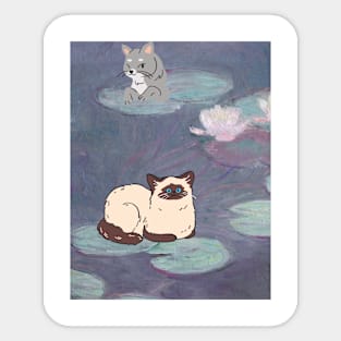 Waterlillies cats Sticker